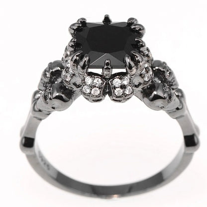 Black Zircon Skull Diamond RIng