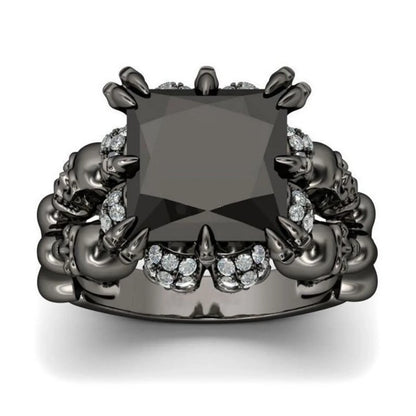Black Zircon Skull Diamond RIng