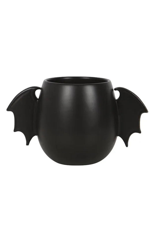 Gothic pagan witch Black bat wing mug