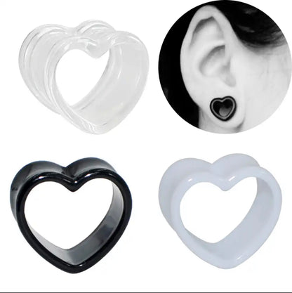 ACRYLIC Heart ear Plugs/tunnels  (Single or Pair)