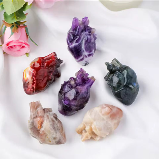 Hand Crafted Crystal anatomical heart figures