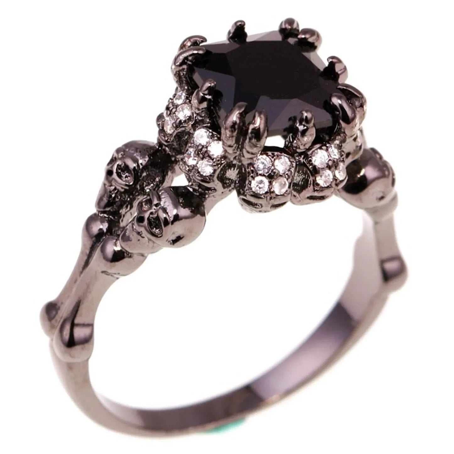 Black Zircon Skull Diamond RIng