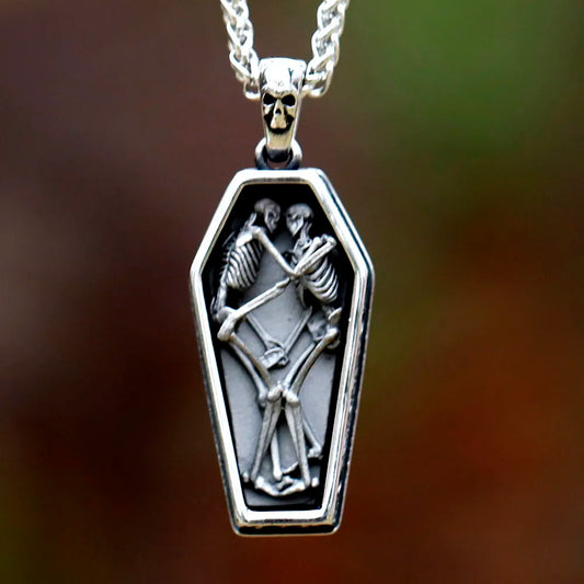 Love you to Death coffin pendent necklace