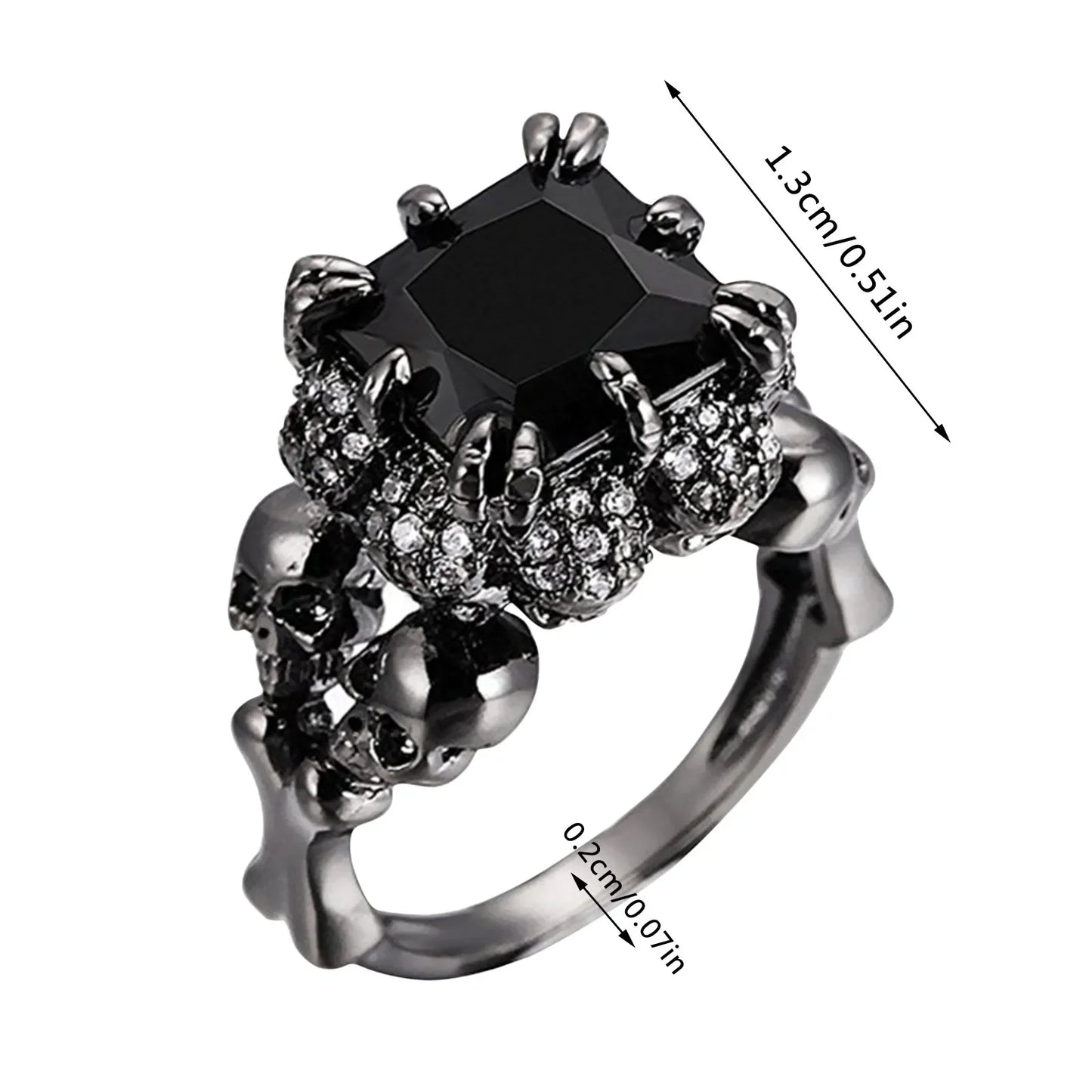 Black Zircon Skull Diamond RIng