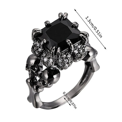 Black Zircon Skull Diamond RIng