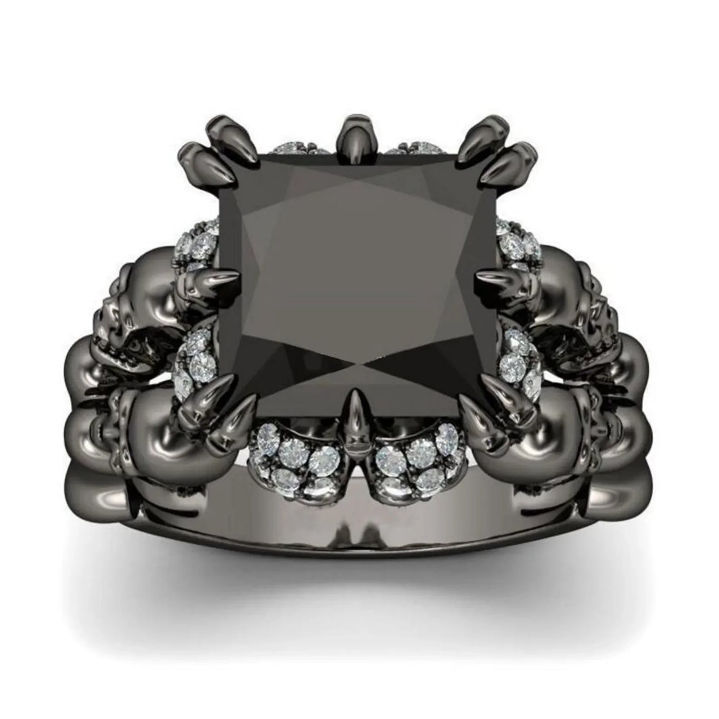 Black Zircon Skull Diamond RIng