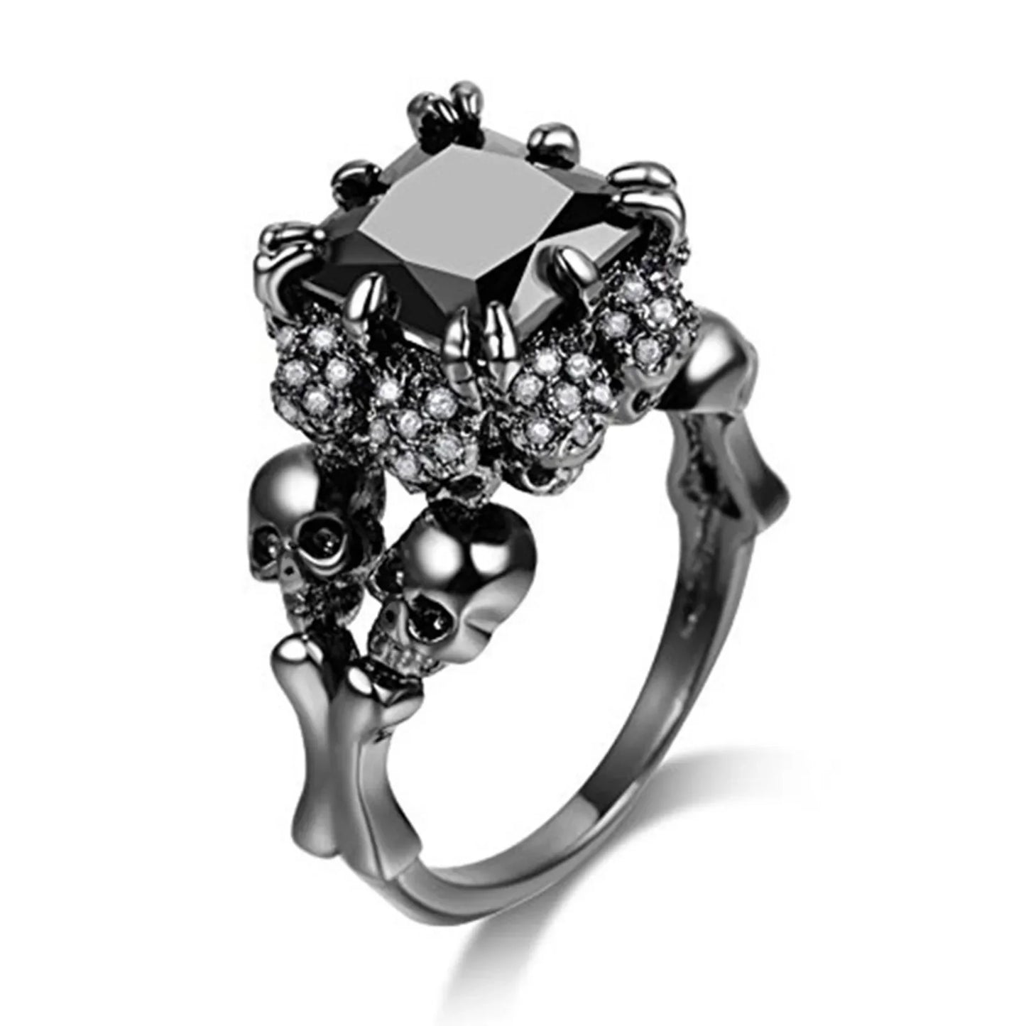 Black Zircon Skull Diamond RIng