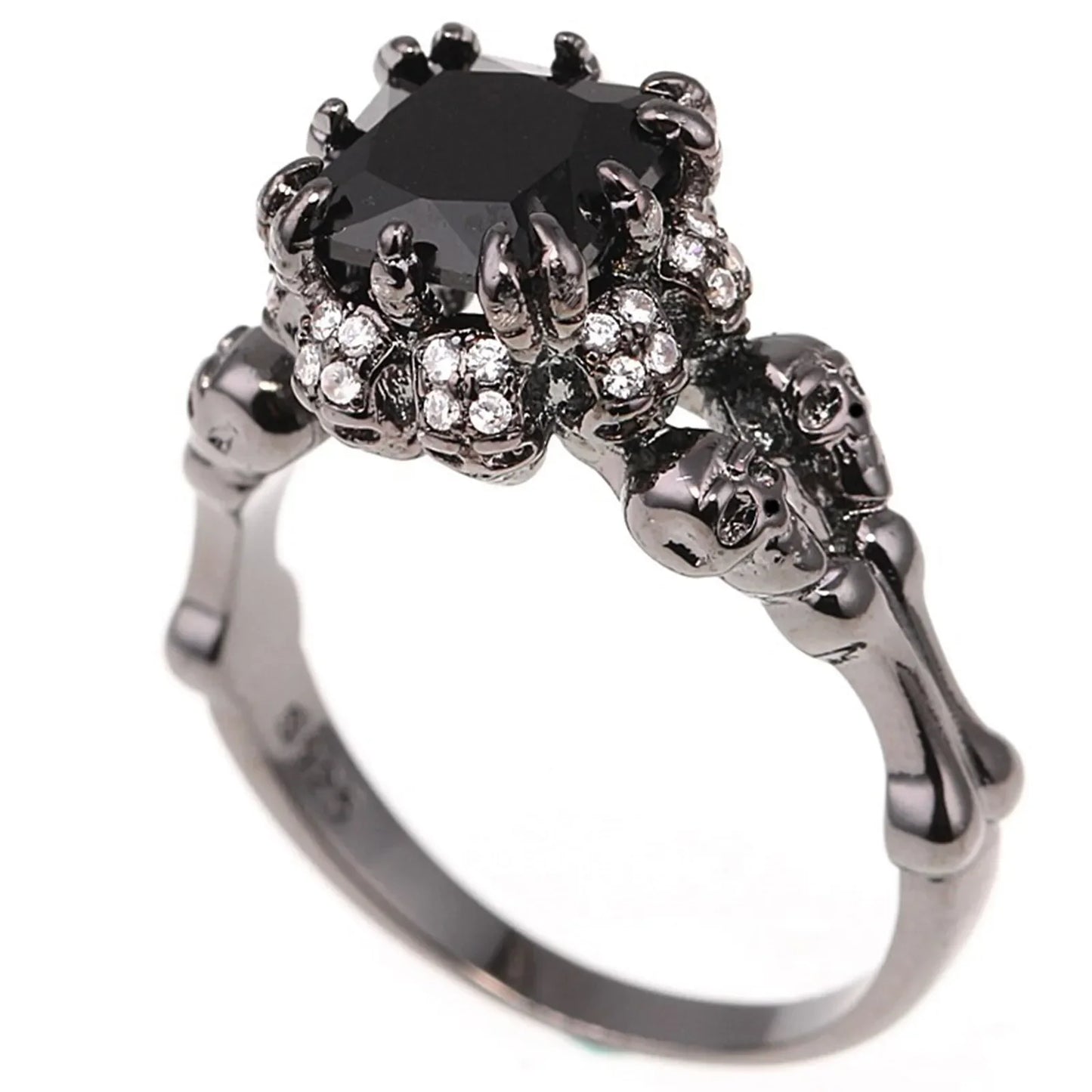 Black Zircon Skull Diamond RIng