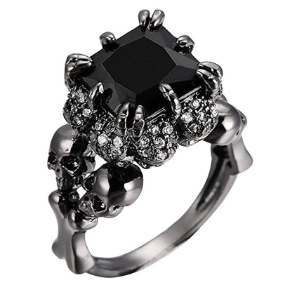 Black Zircon Skull Diamond RIng