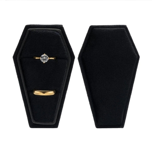 Black Velvet Coffin Ring/jewellery case