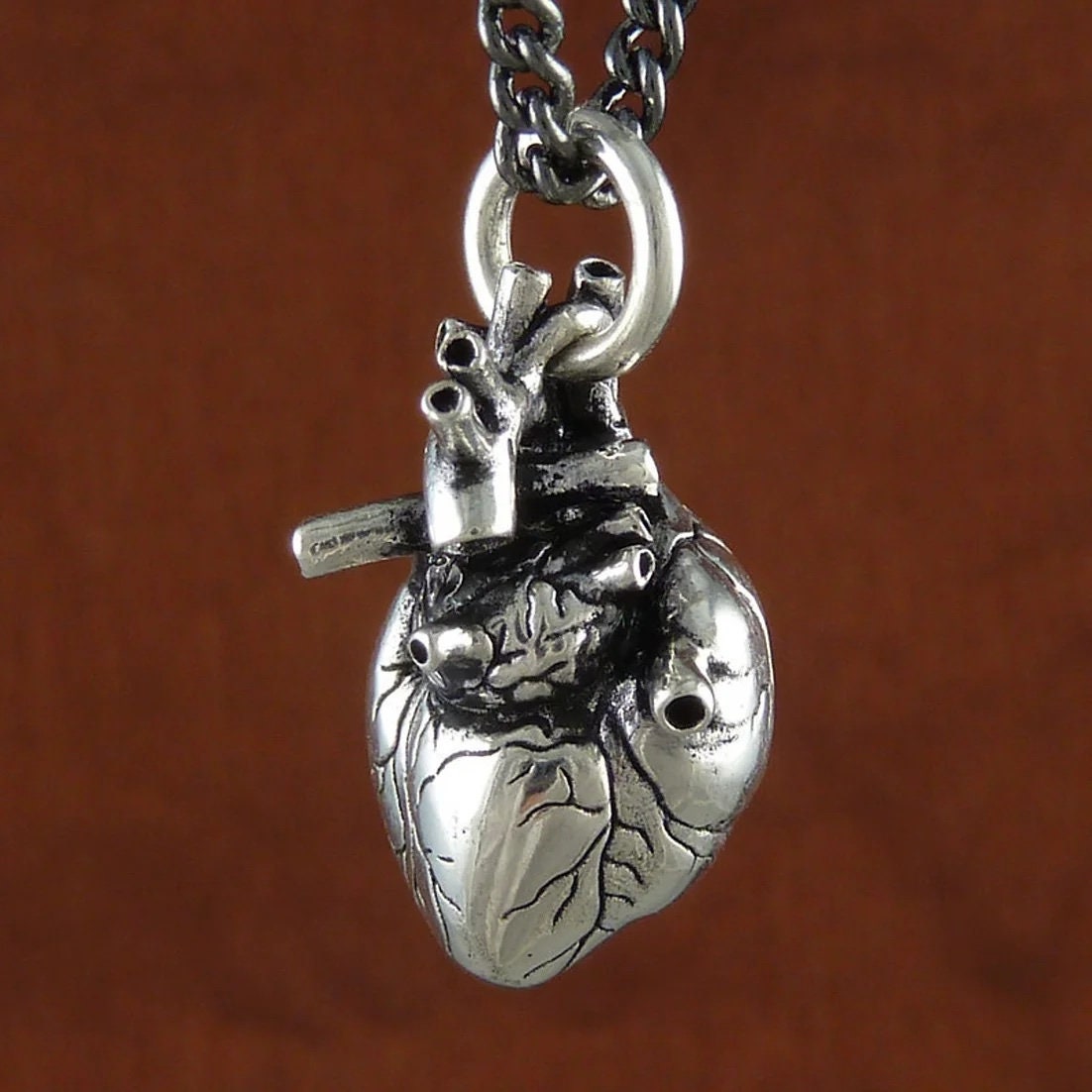 Anatomical Silver plated heart Necklace