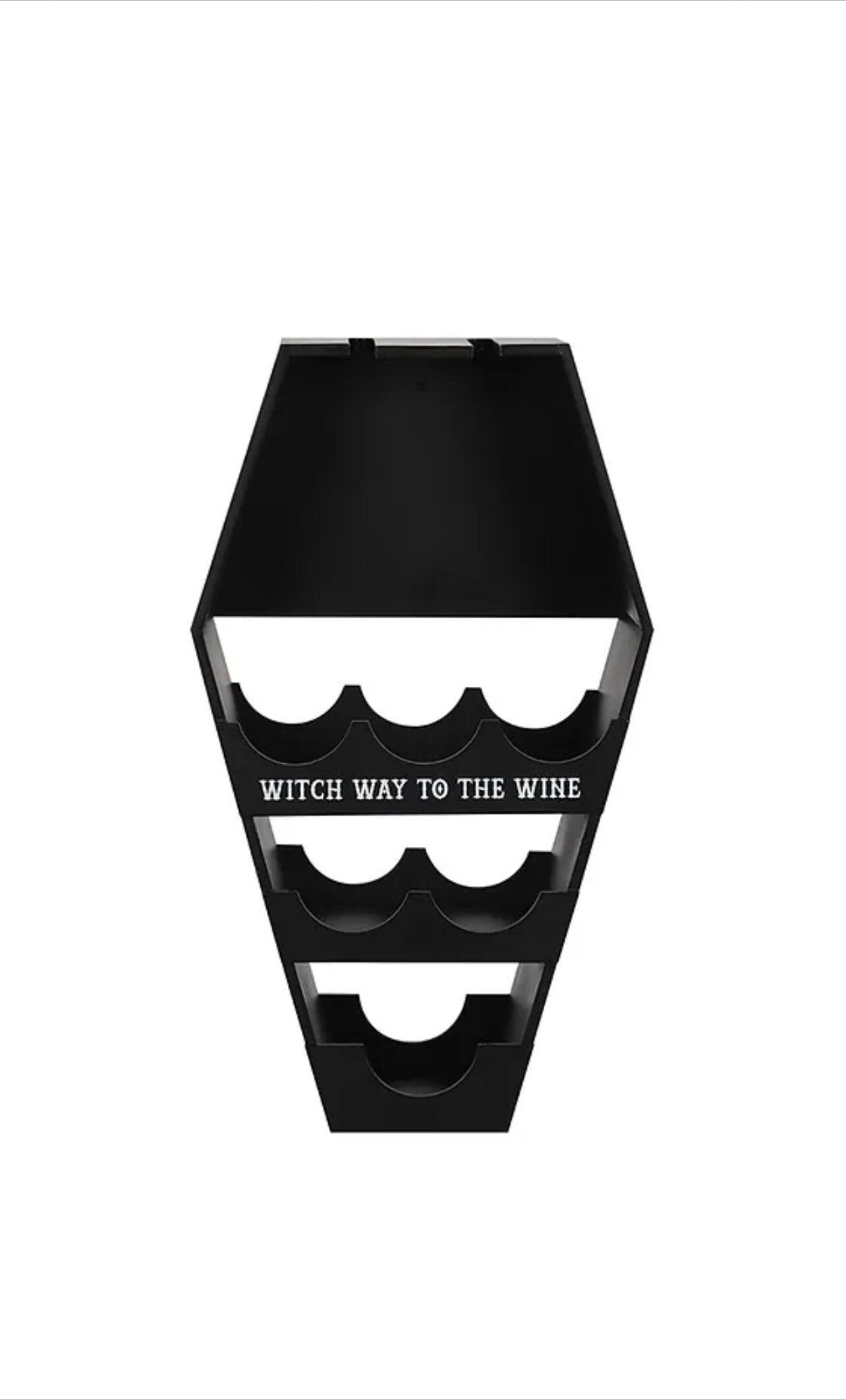 Gothic coffin wine shelf unit