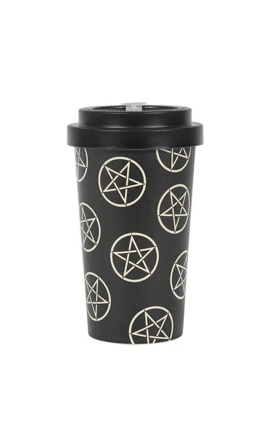 Gothic pagan witch Black Pentagram Travel Mug