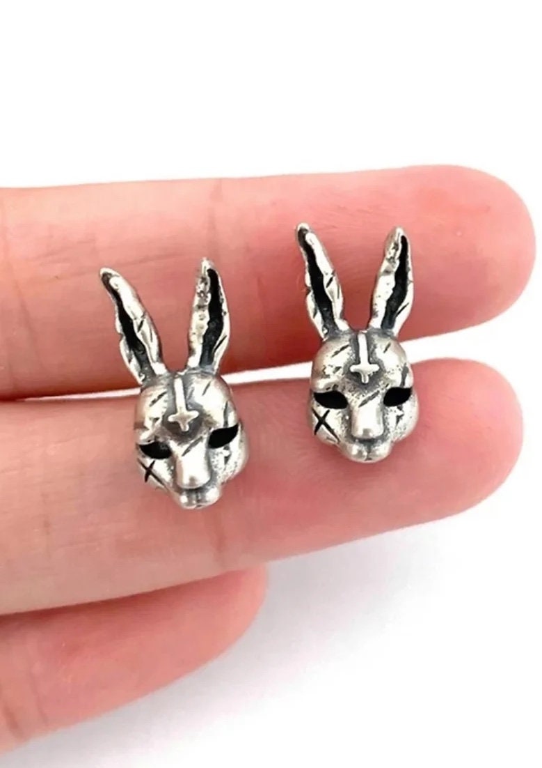 Demon bunny Rabbit Ear stud Earring