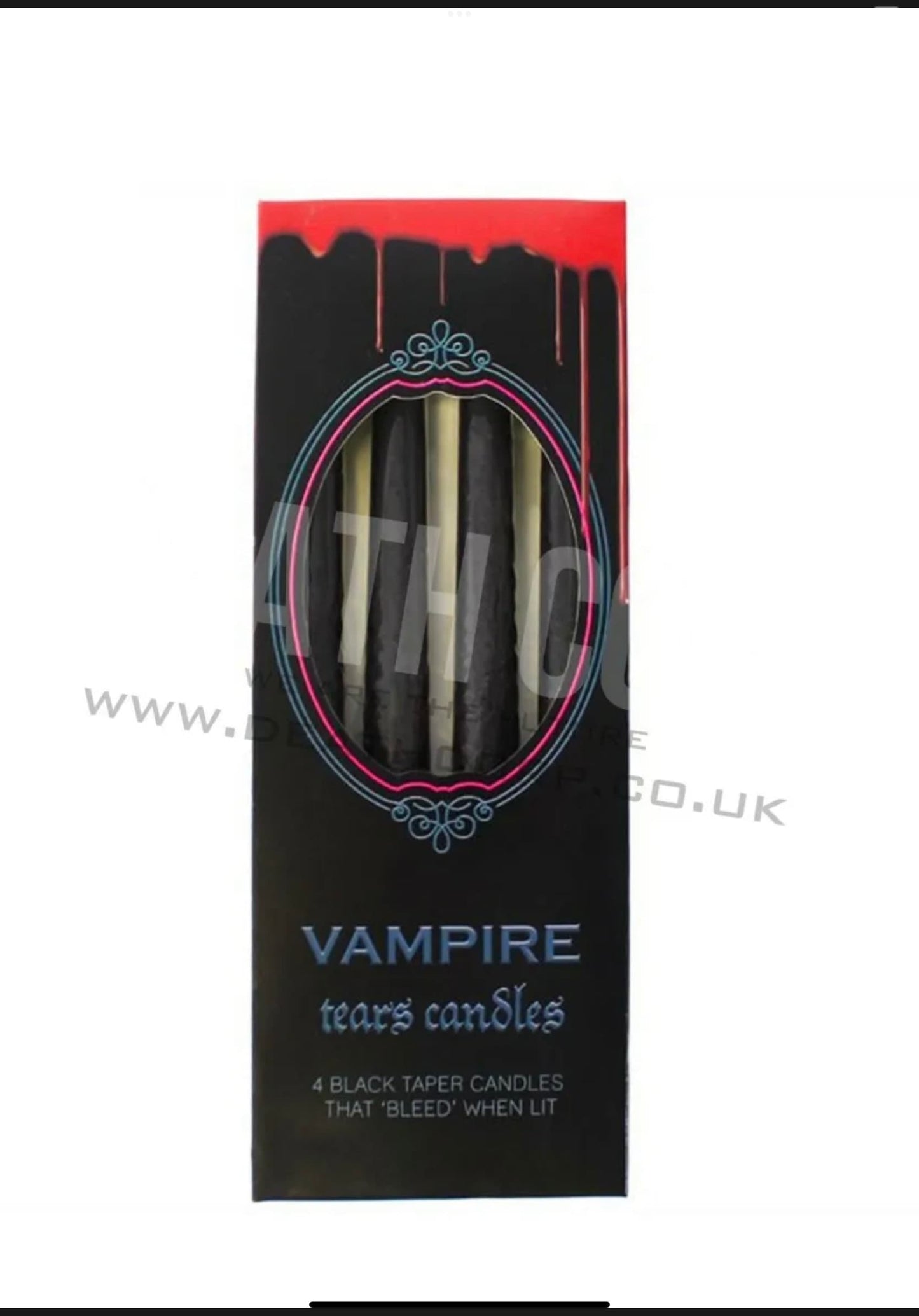Pack of 4 Vampire Tears Candles Black / red emo bleeding candle